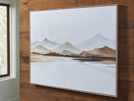Ashley Furniture Karalen wall art featuring modern, abstract design in neutral tones for stylish home decor.