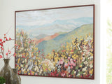 Ashley Furniture Pryorley Wall Art featuring abstract designs in warm tones, suitable for modern home decor.