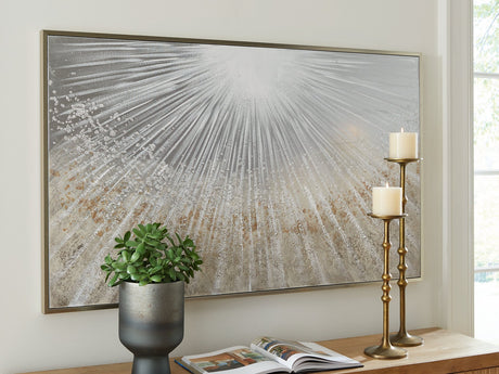 Ashley Furniture Waldard Wall Art featuring modern abstract design in neutral tones, suitable for contemporary home decor.
