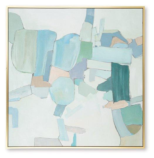 Ashley Furniture Wynburn Wall Art featuring a modern design with abstract patterns in neutral tones.