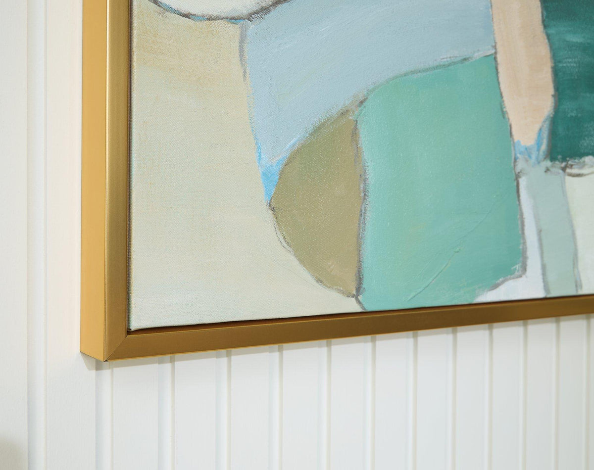 Ashley Furniture Wynburn Wall Art featuring a modern abstract design on a neutral-toned canvas for stylish home decor.