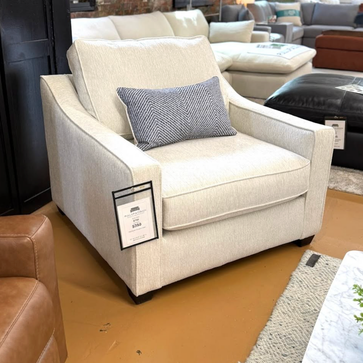 Behold Home Fairhaven Accent Chair with upholstered fabric, wooden legs, and modern design, perfect for living room or office decor.