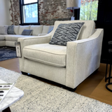 Behold Home Fairhaven Accent Chair with plush fabric upholstery and modern design, shown from a side angle.