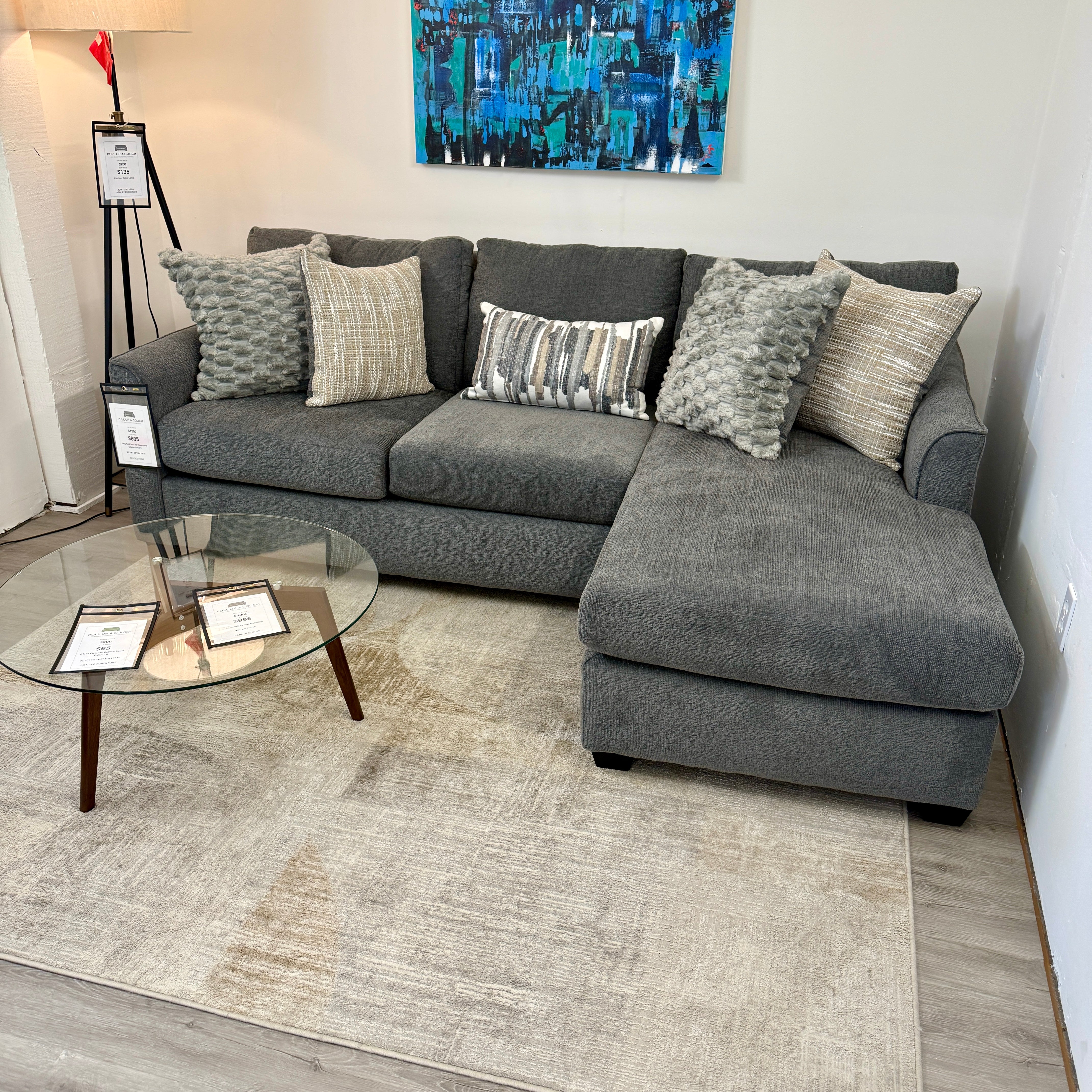 Mayfield Sectional w/ Reversible Chaise - Charcoal (CLEARANCE)