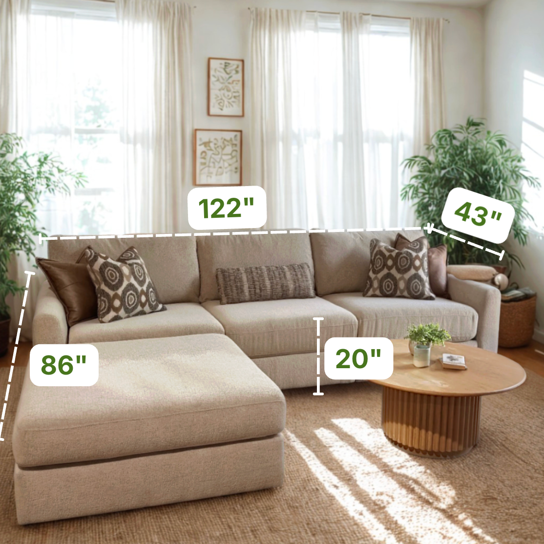 Sequoia Sectional with Chaise (3pc + Ottoman) - Pull Up A Couch