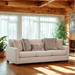 Charcoal Behold Home Mayfield sofa with built-in drop-down table and comfortable cushions, ideal for living room seating.