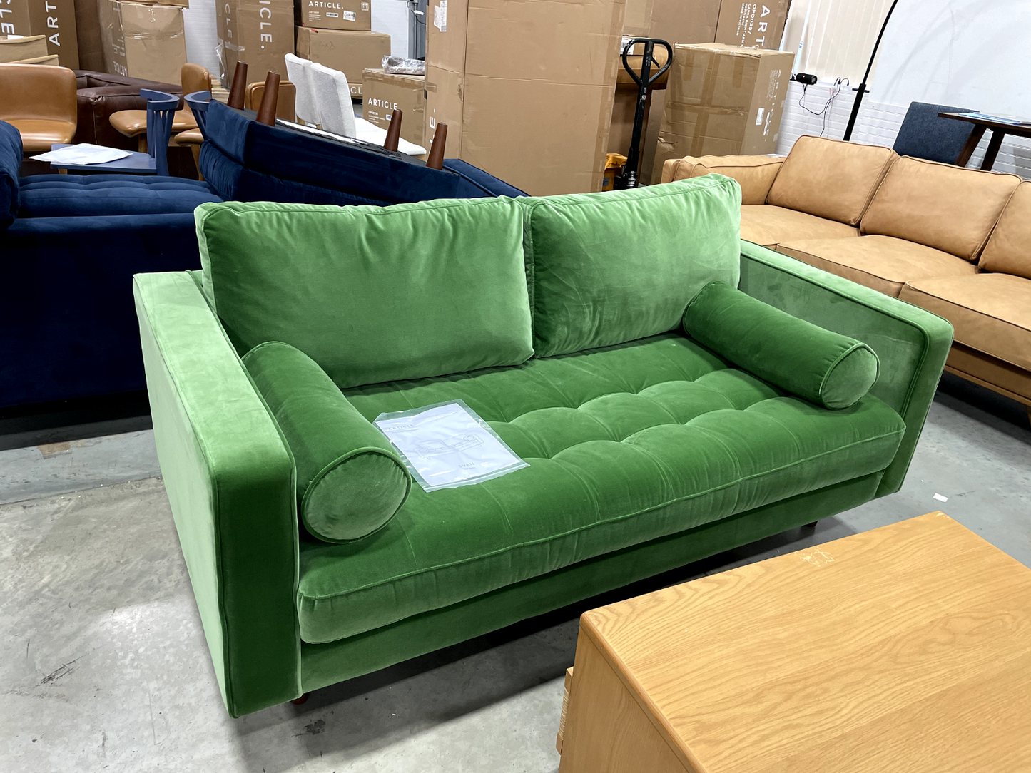 ARTICLE - Sven Grass Green Tufted Loveseat | 🚛 WHITE GLOVE DELIVERY