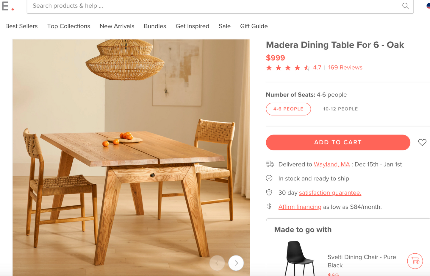 ARTICLE -  Madera Dining Table for 6 - Oak  | 🚛 WHITE GLOVE DELIVERY