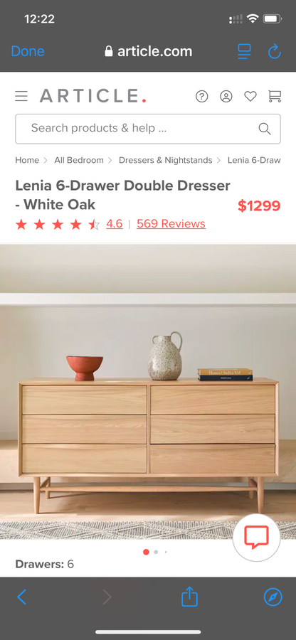 ARTICLE - Lenia 6 Drawer Dresser w/ 2 Nightstands | 🚛 WHITE GLOVE DELIVERY