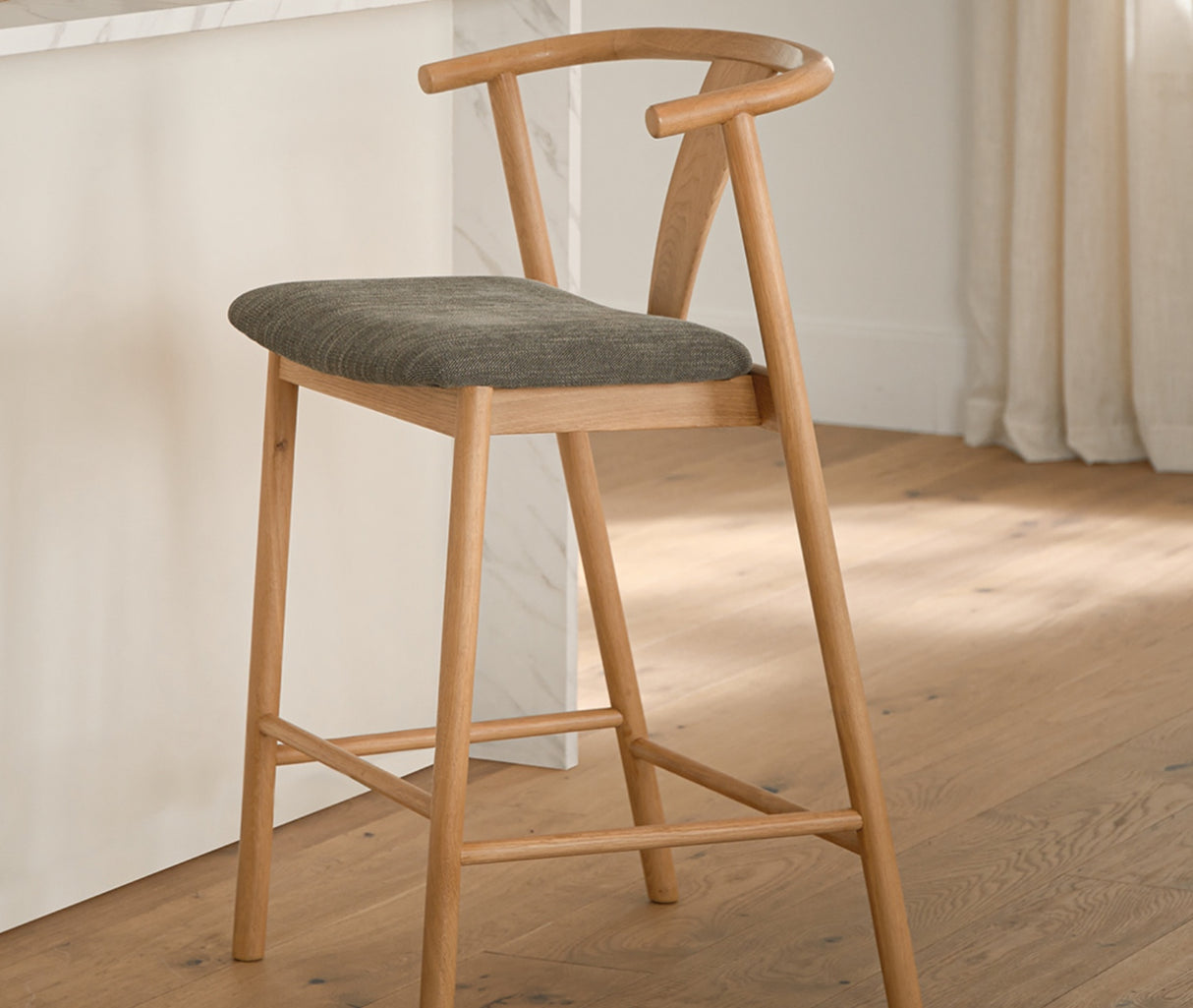 ARTICLE - Fonra Counter Stools (Oak/Algonquin Green) | 🚛 WHITE GLOVE DELIVERY