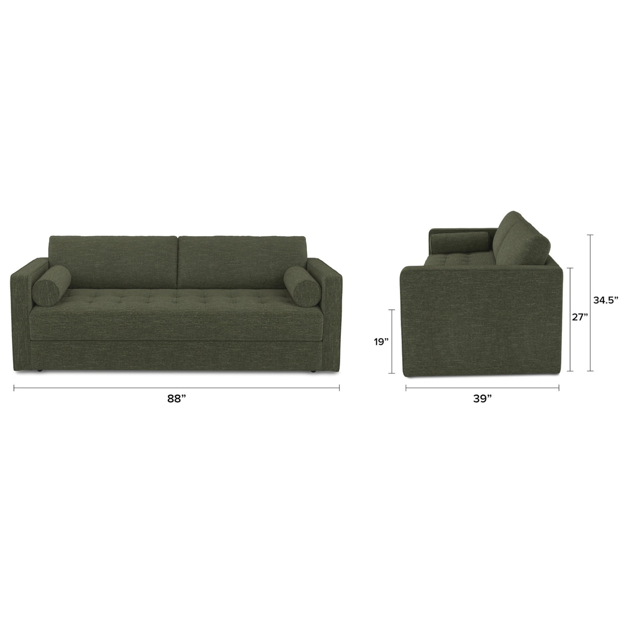 ARTICLE - Sven 88" Tufted Sofa Bed (Fir Green)