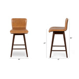 SEDE LEATHER SWIVEL COUNTER STOOL (Tan/Walnut)