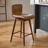 SEDE LEATHER SWIVEL COUNTER STOOL (Tan/Walnut)