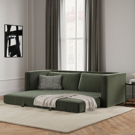 ARTICLE - Sven 88" Tufted Velvet Sofa Bed (Plush Pacific Green)