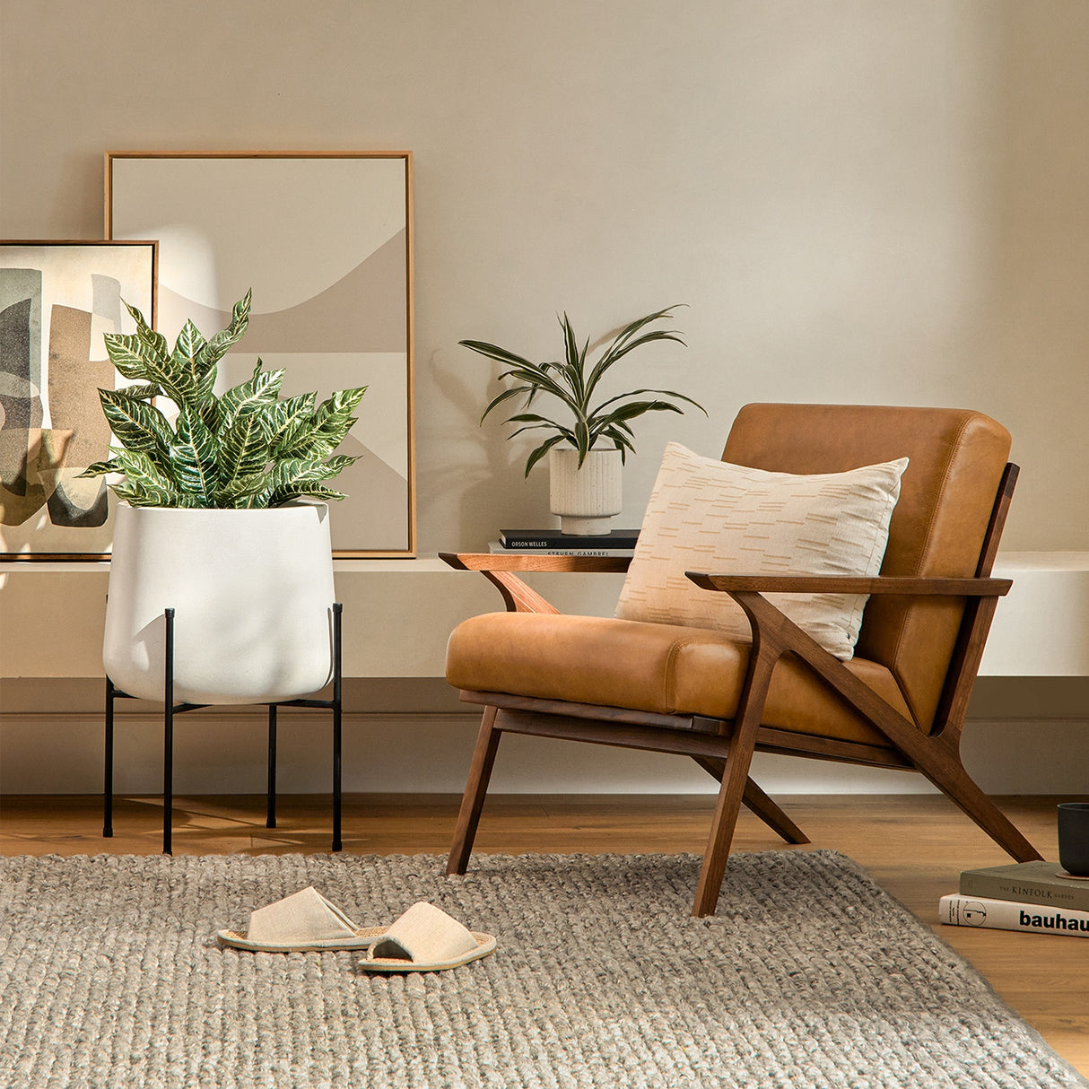 ARTICLE - Otio 26" Leather Lounge Chair (Tan/Walnut)