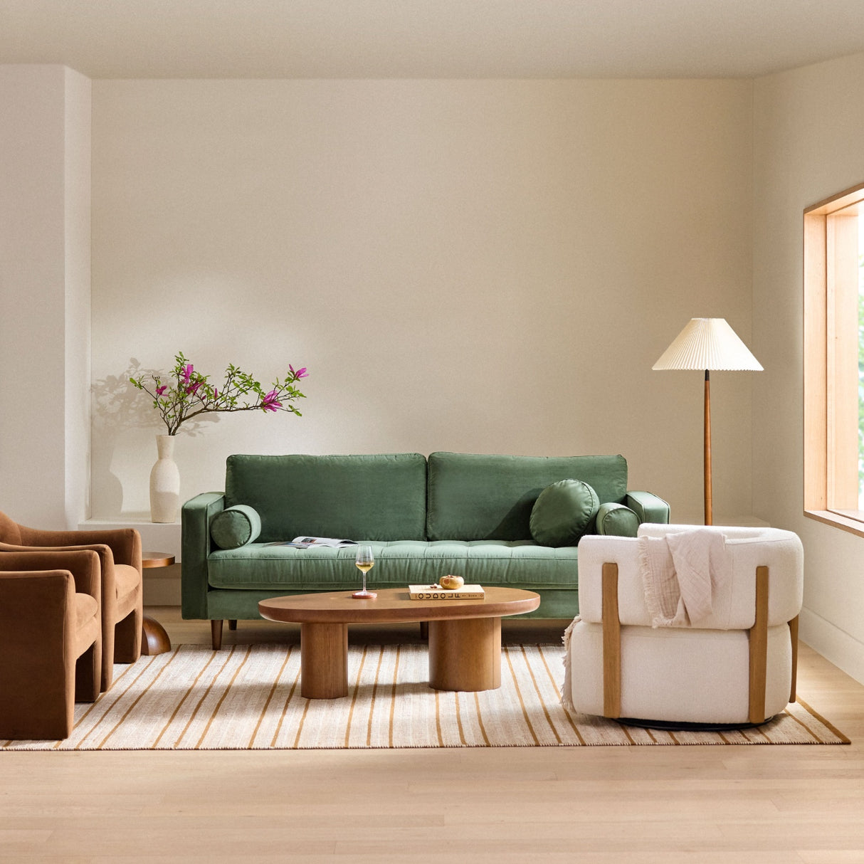 ARTICLE - Sven 88" Tufted Velvet Sofa (Plush Pacific Green)