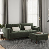 ARTICLE - Sven 88" Tufted Velvet Sofa (Plush Pacific Green)