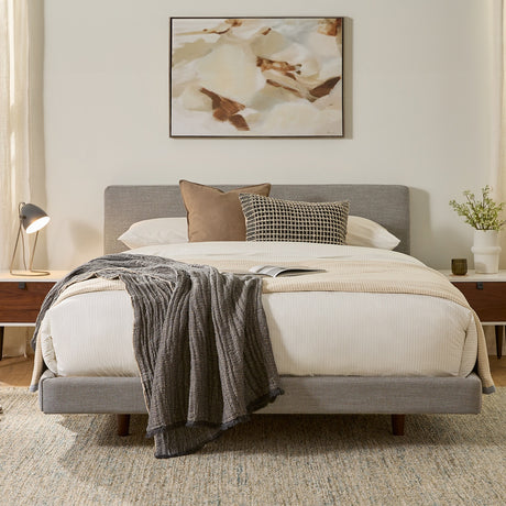ARTICLE - Tessu Queen Low Profile Upholstered Bed (Gray)