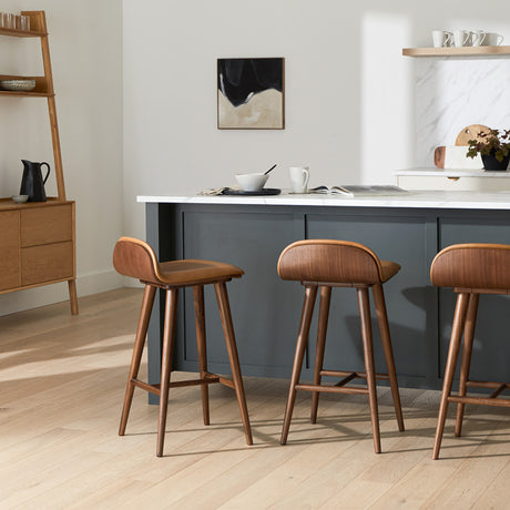 ARTICLE - Sede Leather Counter Stool (Toscan Tan/Walnut)