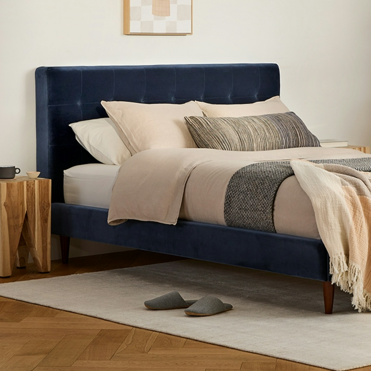 ARTICLE - Sven Queen Tufted Velvet Headboard (Cascadia Blue)