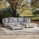 ARTICLE - Lubek 82.5 " Outdoor Low Right 3pc Sectional Set w/Ottoman (Beach Sand)