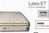Organic Latex ET 13" Mattress w/Performance (New)
