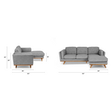 ARTICLE - Timber 93" Right Sectional - Pebble Gray