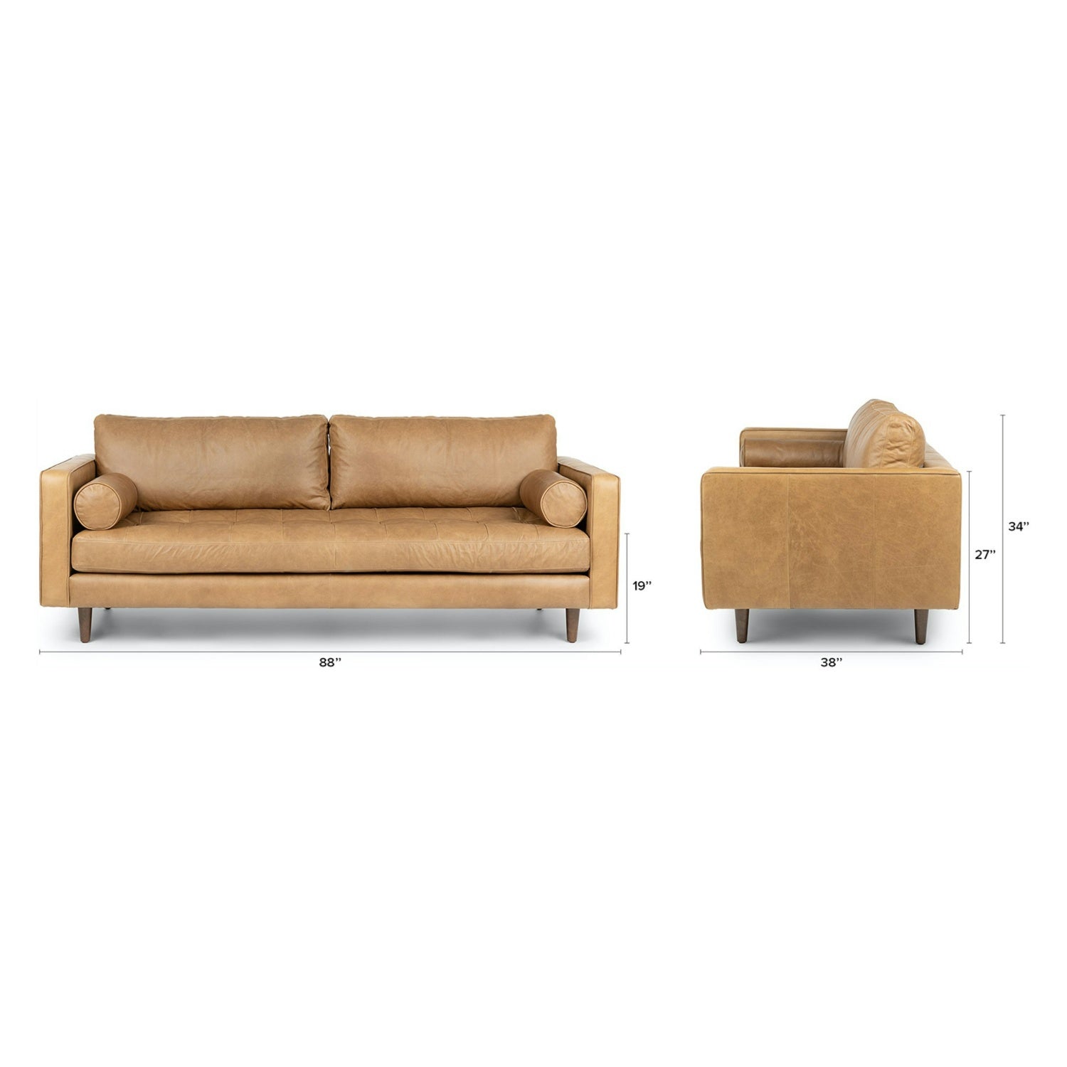 ARTICLE - Sven 88" Tufted Leather Sofa - Charme Tan - Thumbnail 5