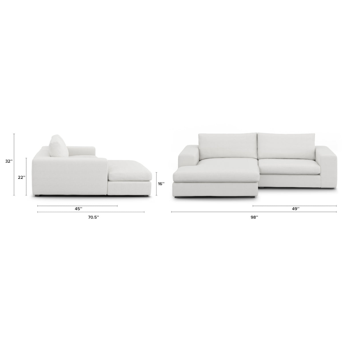 ARTICLE - Beta 98" Modular Left Chaise Sectional - Quartz White