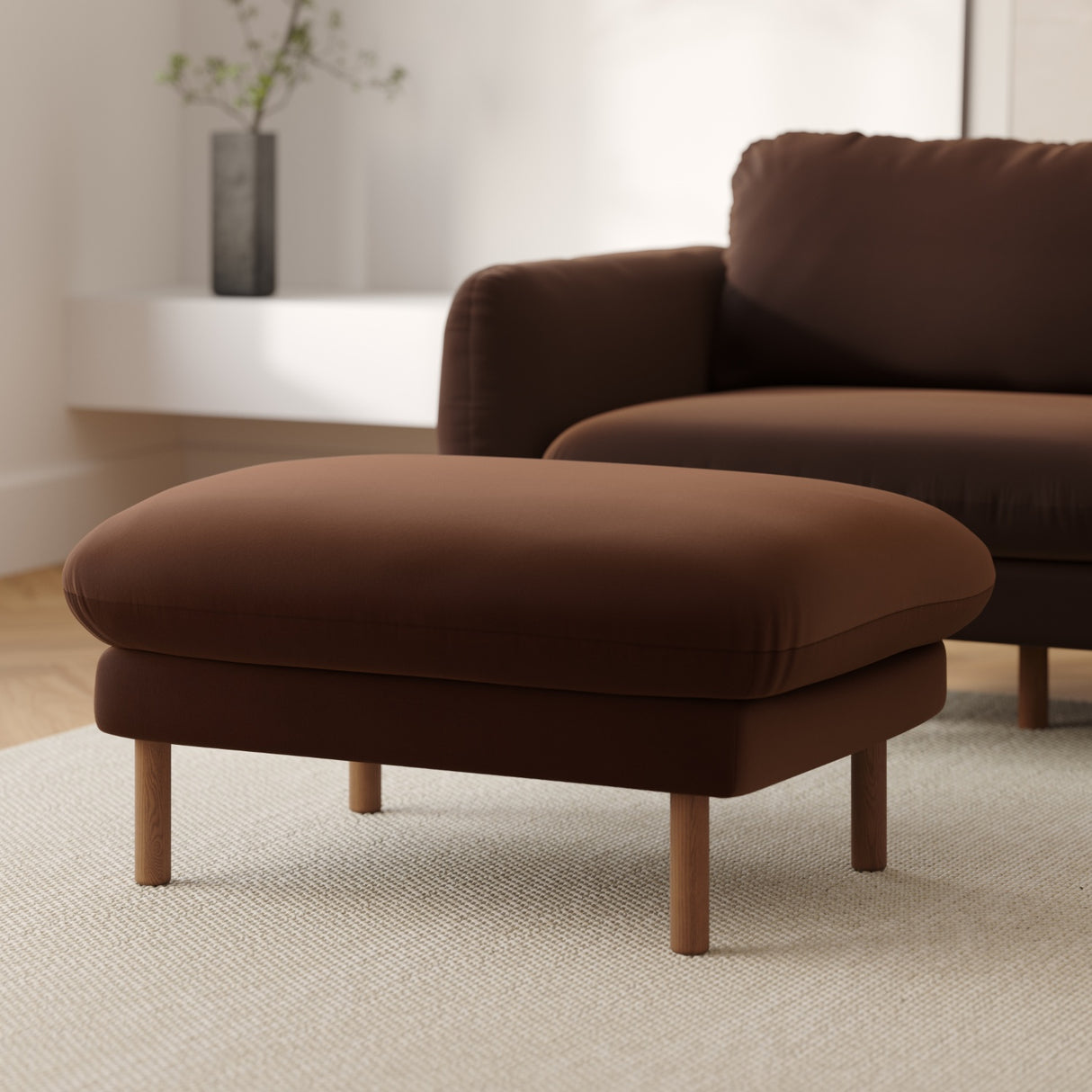 ARTICLE - Sanders 35.5 Chair + Ottoman - Plush Pacific Brown