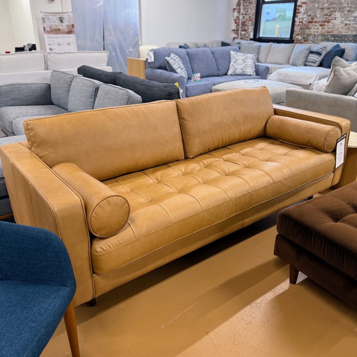 ARTICLE - Sven 88" Tufted Leather Sofa - Charme Tan