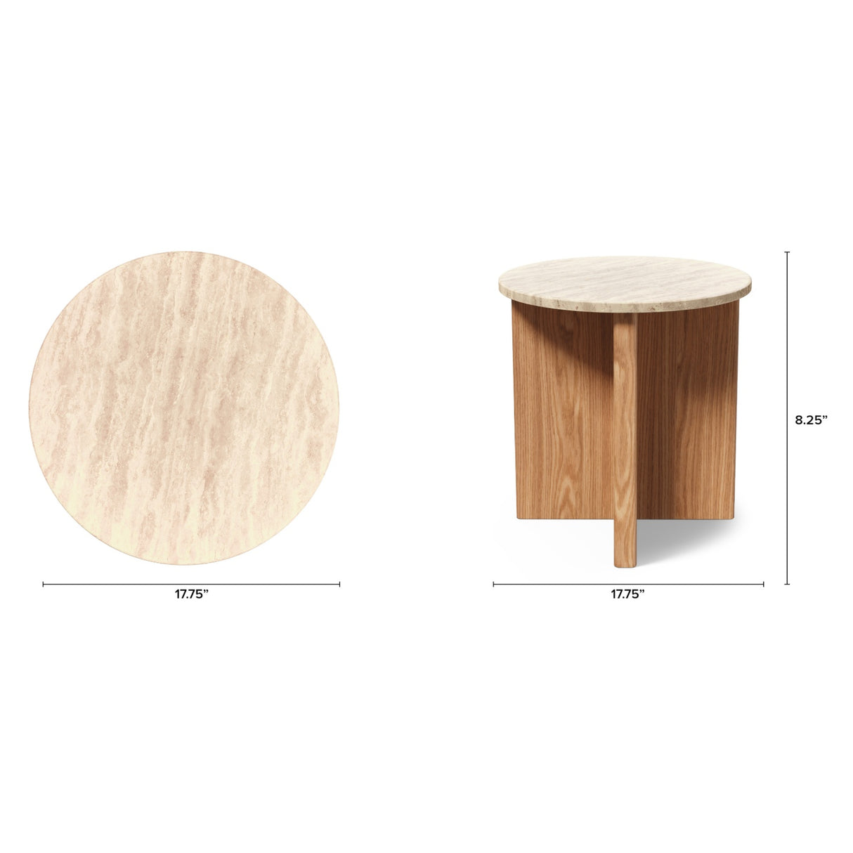 ARTICLE - Sporo Travertine Side Table - Natural Oak