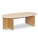ARTICLE - Sporo 47.25" Travertine Coffee Table - Natural Oak