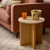 ARTICLE - Sporo Travertine Side Table - Natural Oak