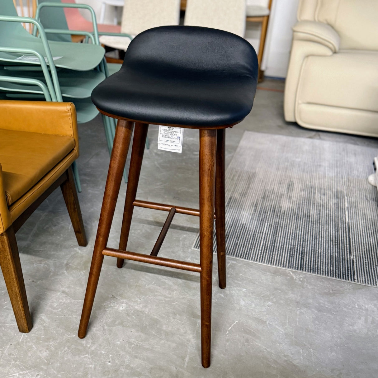 ARTICLE - Sede Leather Bar Stool - Walnut and Black