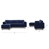ARTICLE - Sven 100" Tufted Velvet Left Sectional - Plush Cascadia Blue