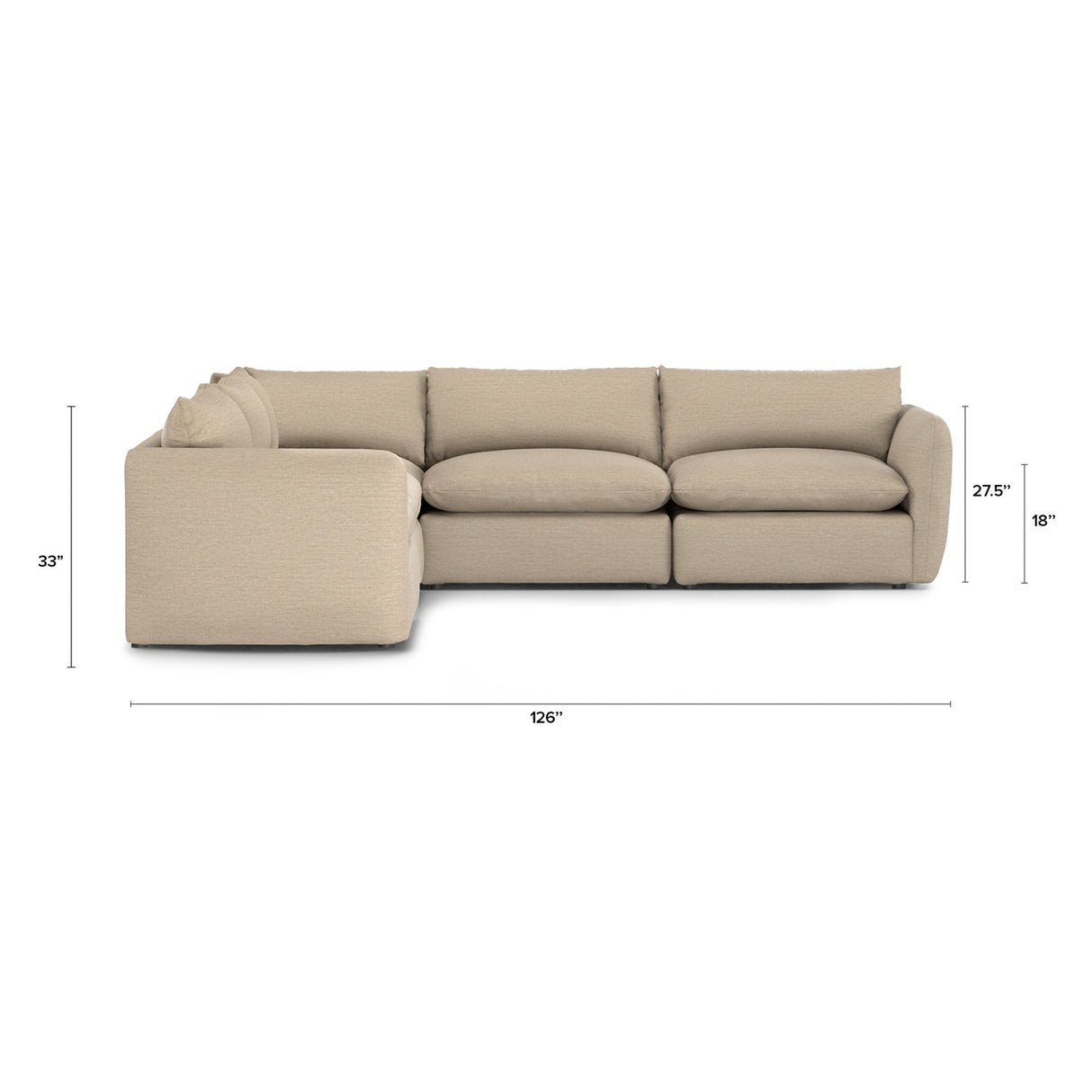 ARTICLE - Leigh 126" Modular Corner Sectional - Silver Taupe