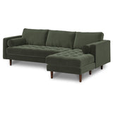 ARTICLE - Sven 100" Tufted Velvet Right Sectional - Plush Pacific Green