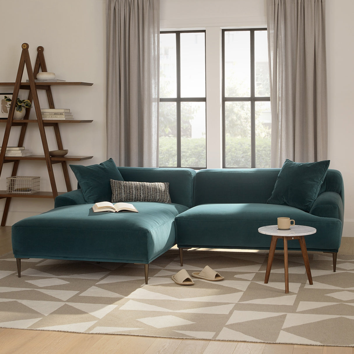 ARTICLE - Abisko 94.5" Velvet Left Sectional - Plush Pacific Blue