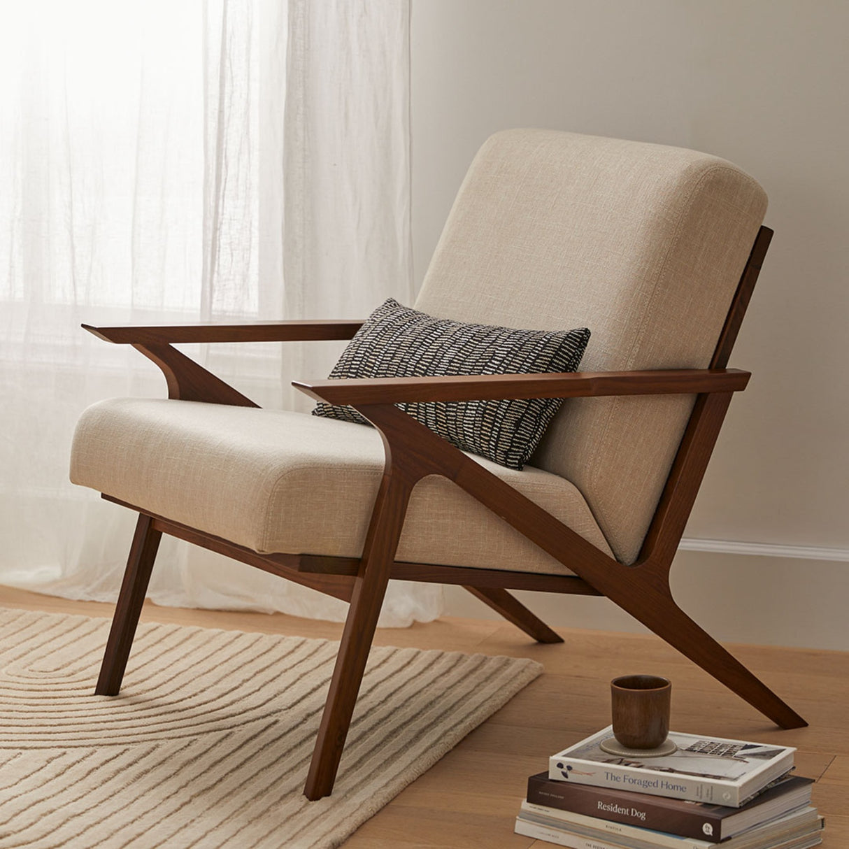ARTICLE - Otio 26" Lounge Chair - Walnut and Welsh Taupe