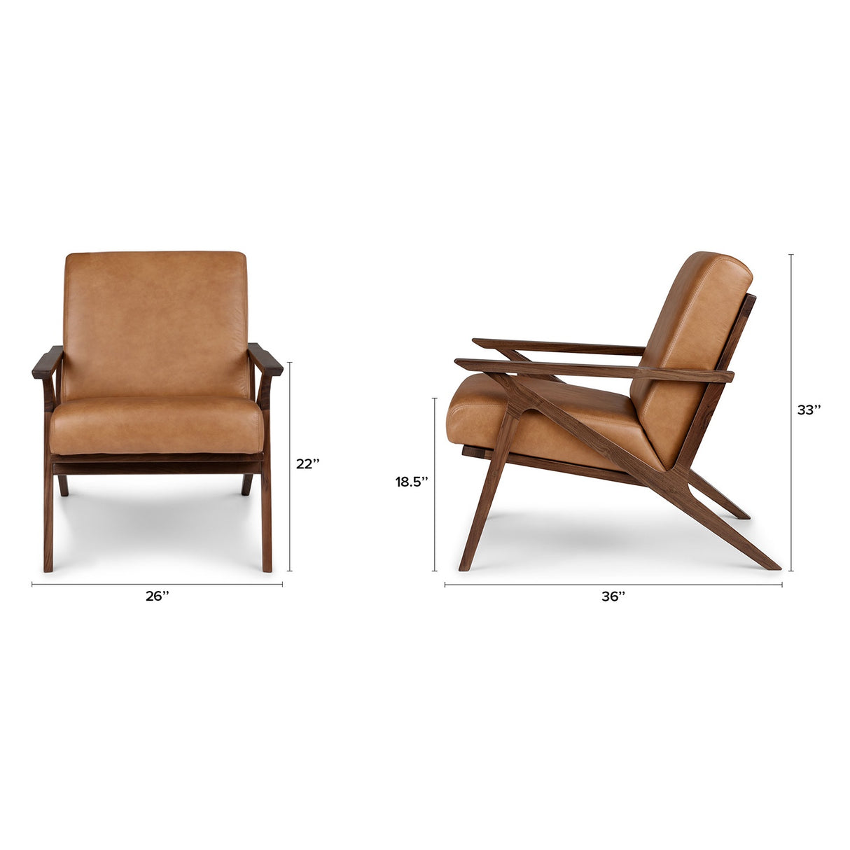 ARTICLE - Otio 26" Lounge Set - Walnut and Toscana Tan
