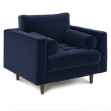 ARTICLE - Sven 42" Tufted Leather Lounge Chair - Plush Cascadia Blue