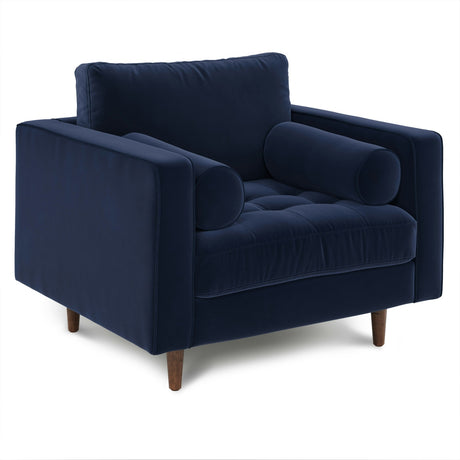 ARTICLE - Sven 42" Tufted Leather Lounge Chair - Plush Cascadia Blue
