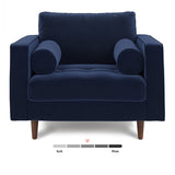 ARTICLE - Sven 42" Tufted Leather Lounge Chair - Plush Cascadia Blue