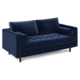 ARTICLE - Sven 72" Tufted Velvet Loveseat - Plush Cascadia Blue