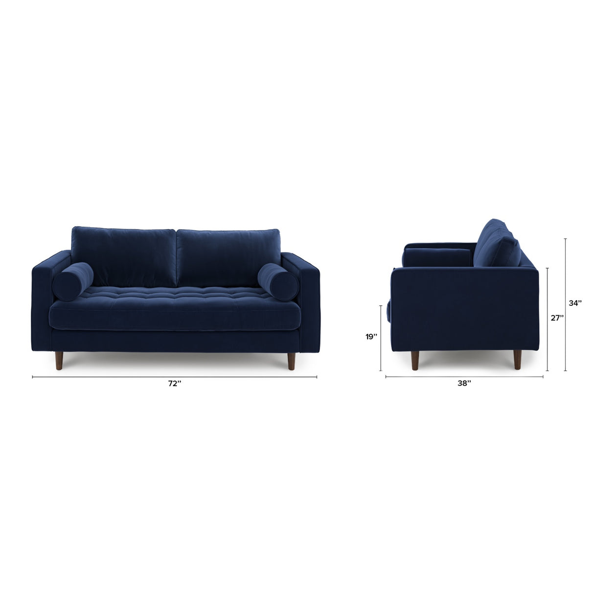 ARTICLE - Sven 72" Tufted Velvet Loveseat - Plush Cascadia Blue