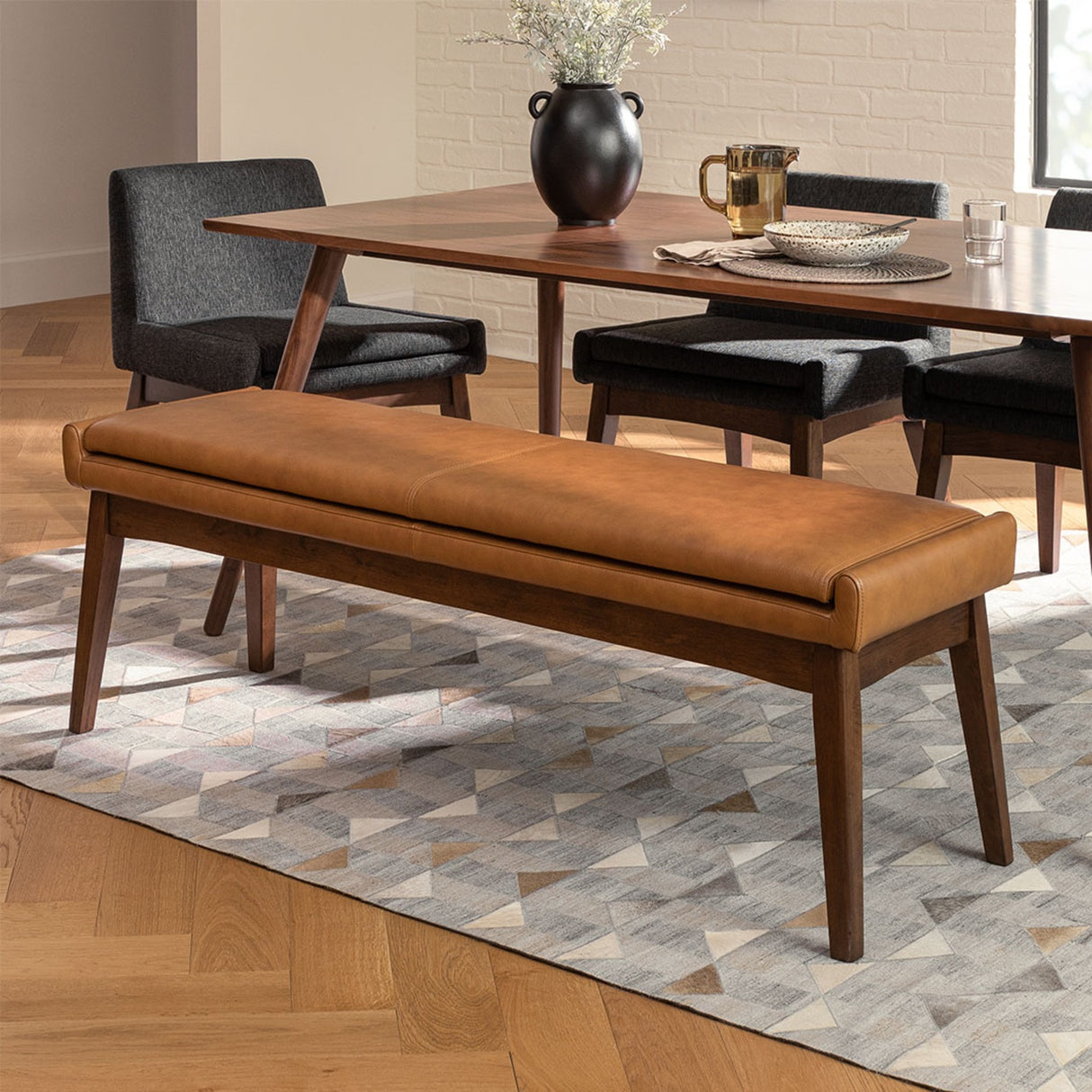 ARTICLE - Chantel 56" Leather Bench - Toscana Tan