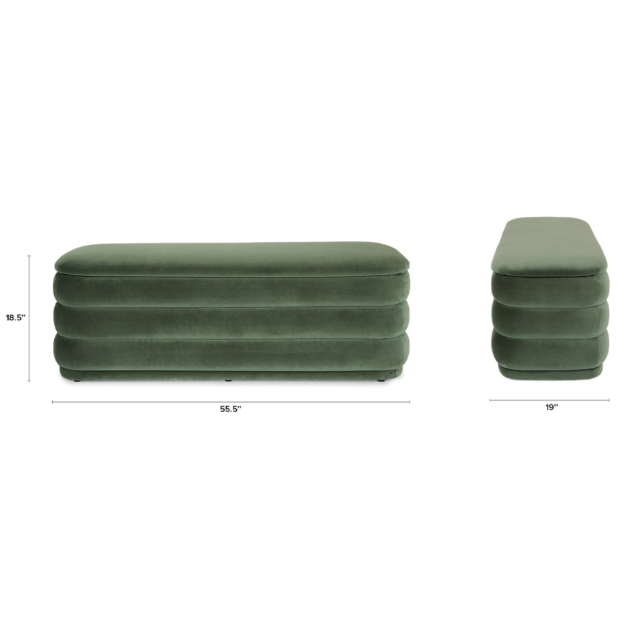 ARTICLE - Rolph 55.5" Velvet Storage Bench - Plush Pacific Green