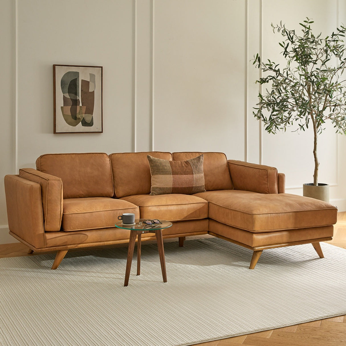 ARTICLE - Timber 93" Leather Right Sectional - Charme Tan