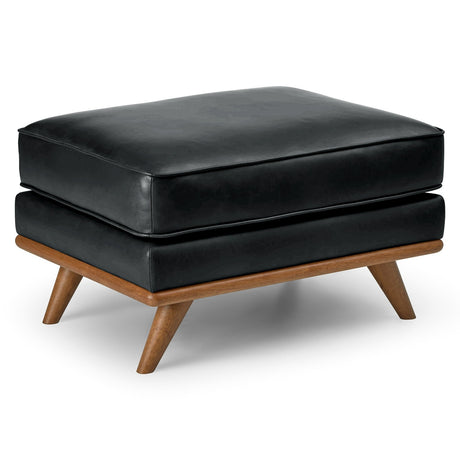 ARTICLE - Timber 31" Leather Ottoman - Charme Black